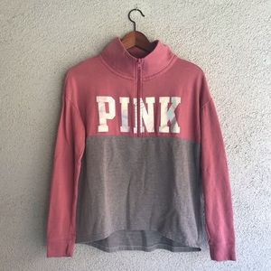 PINK Victoria’s Secret | Mauve & Gray Quarter Zip Pullover Size XS